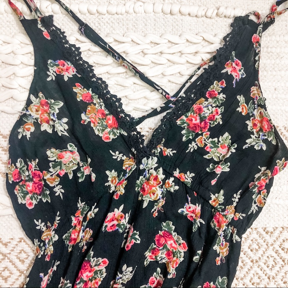 2 for $20 | Black strappy lace floral dress.